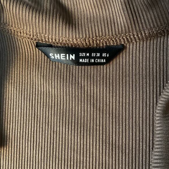 Shein Women’s V-neck Crop Cardigan Jacket size M (6 US), Solid Brown, Zip Front - Picture 7 of 9